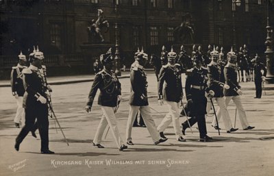 Kaiser Wilhelm II e seus filhos (foto a p/b) de Photographer German