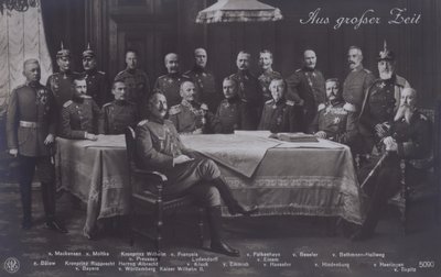 Kaiser Wilhelm II da Alemanha com altos comandantes militares alemães (foto a p/b) de Photographer German