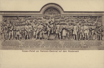 O Kaiser, relevo no Nationaldenkmal, monumento comemorativo da unificação da Alemanha, Rudesheim am Rhein, Hesse (foto a p/b) de Photographer German