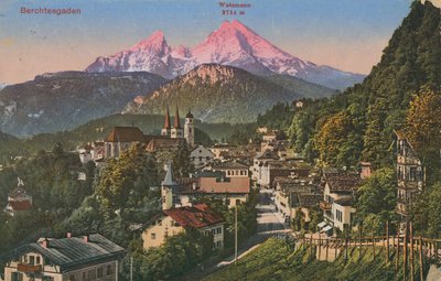 Montanha Watzmann em Berchtesgaden, Alemanha. Postal enviado em 1913. de Photographer German