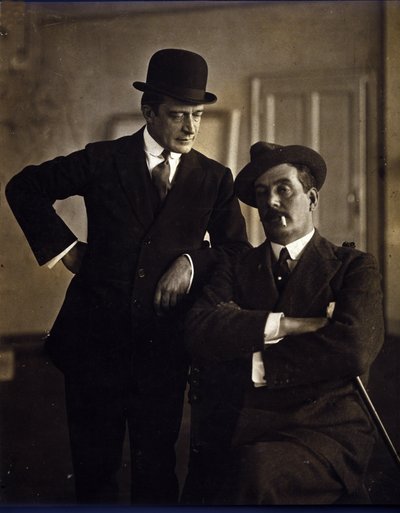 O compositor Giacomo Puccini (1858-1924) e o editor musical Tito Ricordi II (1865-1933). de Photographer Italian