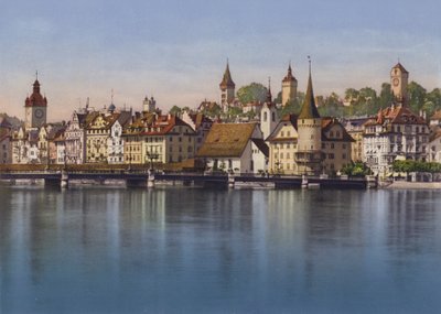 A velha Lucerna, Seebrucke e Musegg (fotografia a cores) de Photographer Swiss
