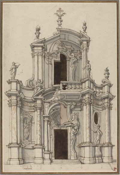 Elevação para fachada de igreja, com alternativas de Piedmontese 18th Century