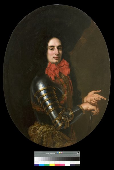 Retrato de um cavalheiro com armadura e um lenço vermelho, 1650-70 de Pier Francesco Cittadini