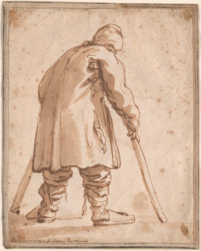 Caricatura de um homem, dito ser Pietro da Cortona de Pier Francesco Mola