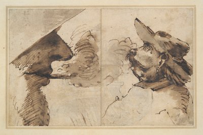Caricaturas de Duas Cabeças Masculinas de Pier Francesco Mola