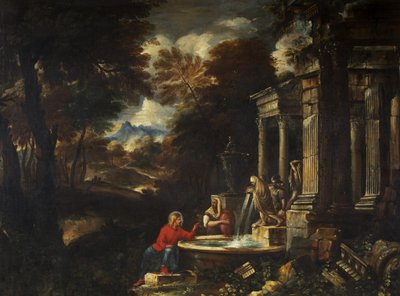 Cristo e a Mulher de Samaria (óleo sobre tela) de Pier Francesco Mola