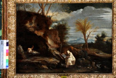 Paisagem com Dois Monges Carthusianos (óleo sobre tela) de Pier Francesco Mola