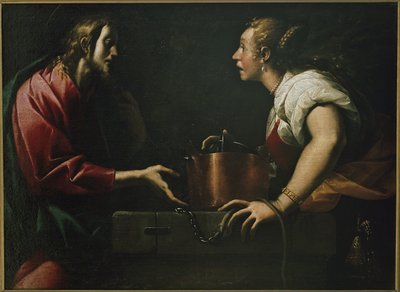 Cristo e a mulher Samaritana no poço. (Óleo sobre tela de Pier Francesco Morazzone