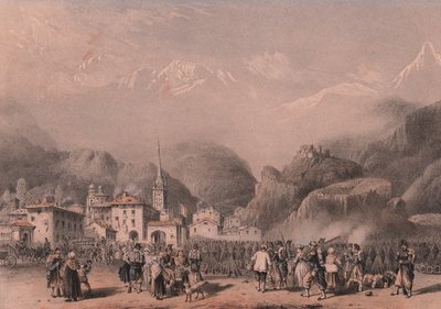 Bivouac das tropas francesas em Susa, Piemonte de Blaise Nicolas Le Sueur