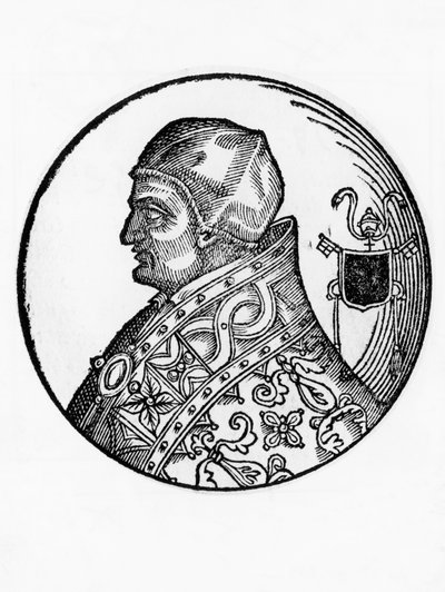 Retrato do Sabiniano (falecido em 606), 65º Papa da Igreja Católica de 604, gravura de Blaise Nicolas Le Sueur