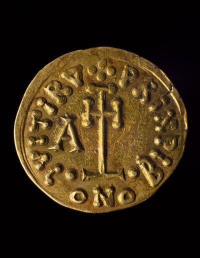 Solidus do Príncipe Arechi, verso, moedas lombardas, século VIII de Blaise Nicolas Le Sueur