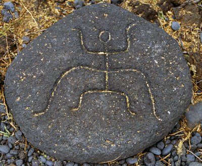 Gravura em pedra, Puako Petroglyph Archaeological District, Island of Hawaii, Estados Unidos de Blaise Nicolas Le Sueur
