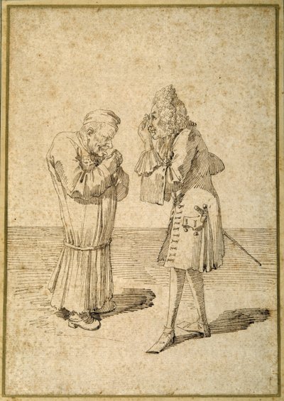 Barão Philip von Stosch mostrando uma jóia antiga para Sabbatini (caneta e tinta sobre papel) de Pier Leone Ghezzi