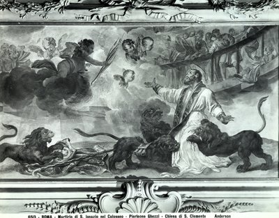 O Martírio de Santo Inácio de Antioquia no Coliseu (fresco) (p/b) de Pier Leone Ghezzi