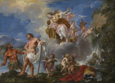 A Purificação de Eneias no Rio Numicius, c.1725 (óleo sobre tela) de Pier Leone Ghezzi
