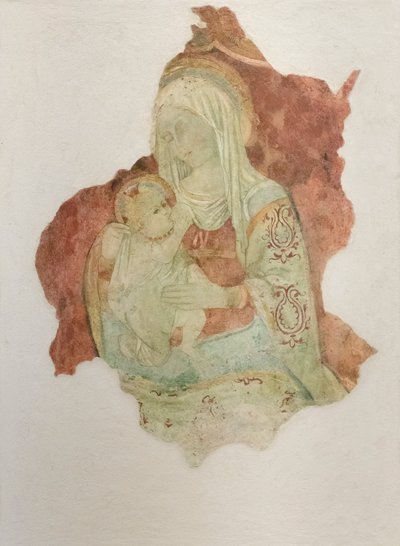 Mãe a amamentar o filho, c.1476 (fresco transferido para tela) de Pier Palma da Fermo