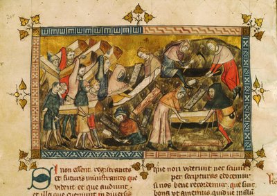 O enterro das vítimas da peste em Tournai, ca 1353. de Pierart dou Tielt
