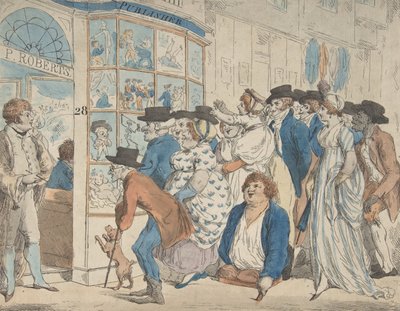 Loja de caricaturas de Piercy Roberts, 28 Middle Row, Holborn, 1801. de Piercy Roberts
