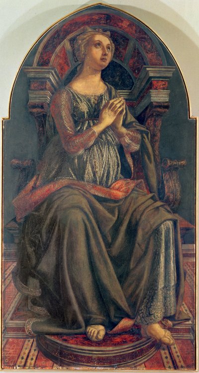 Esperança, de uma série de painéis representando as Virtudes projetadas para a Câmara do Conselho do Guild Hall do Mercador, 1469 (tempera no painel) de Piero del Pollaiolo