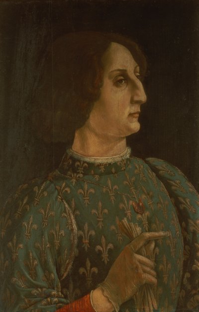 Retrato de Galeazzo Mario Sforza (1444-76) c.1471 (têmpera no painel) (ver também 168788) de Piero del Pollaiolo