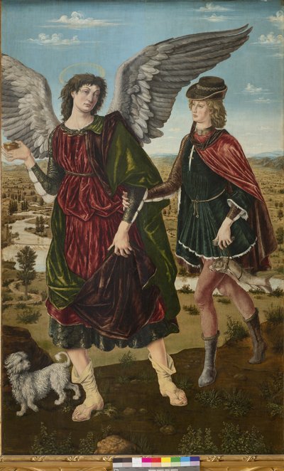 O Arcanjo Rafael e Tobias, 1465-70 de Piero del Pollaiolo