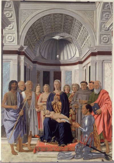 Madonna e Criança e Santos, Anjos e Frederico de Montefeltro de Piero dellaFrancesca