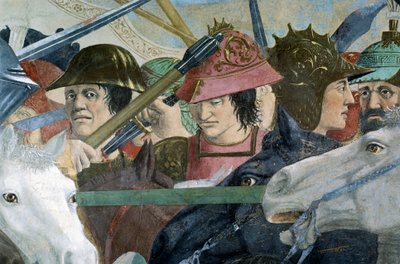 Detalhe de A Lenda da Verdadeira Cruz mostrando a Batalha de Heraclius I de Bizâncio contra o Chosroes II, de Piero della Francesca de Piero della Francesca