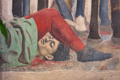 A batalha de Heráclio e Chosroes, pormenor das Histórias da Verdadeira Cruz: homem morto (fresco) de Piero della Francesca