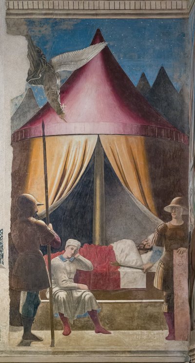O Sonho de Constantino, pormenor das Histórias da Verdadeira Cruz (fresco) de Piero della Francesca