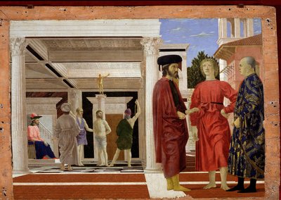 A flagelação de Cristo, 1444-50 (óleo e têmpera sobre madeira) de Piero della Francesca