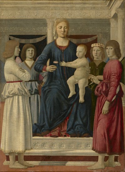 Virgem e Menino Entronizado com Quatro Anjos, c.1460-70 de Piero della Francesca