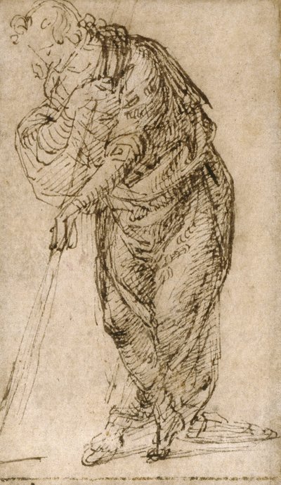 Figura de pé apoiada num bastão de Piero di Cosimo