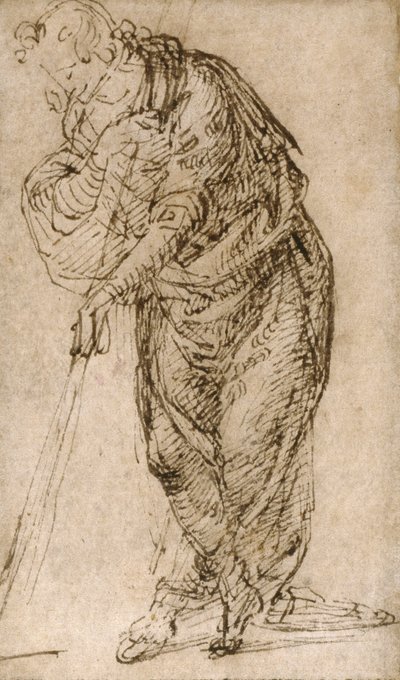 Figura em pé, apoiando-se em um cajado, c.1510 de Piero di Cosimo