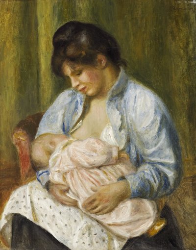 Uma mulher amamentando uma criança de Pierre-Auguste Renoir