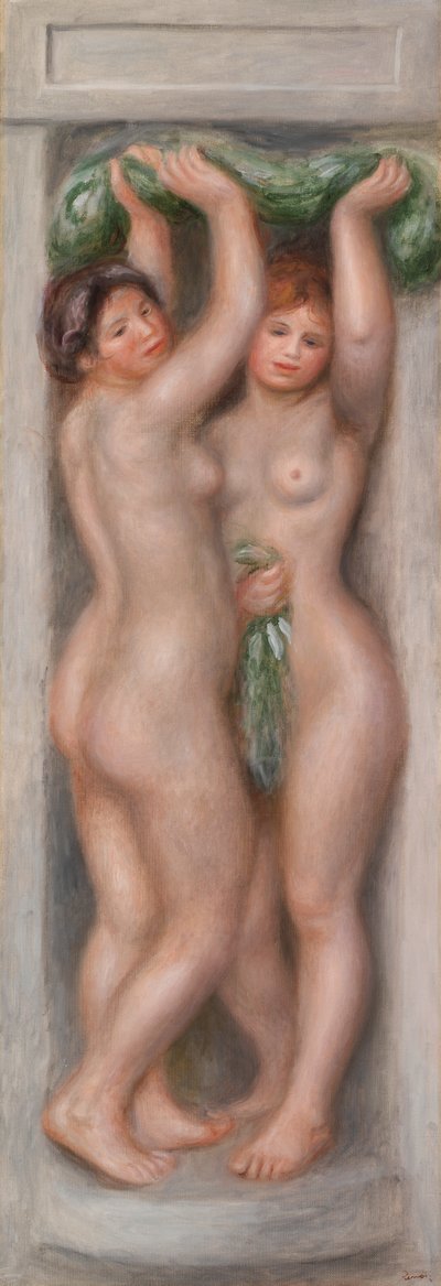 Caryatids; também chamados Two Bathers (painel decorativo) de Pierre-Auguste Renoir