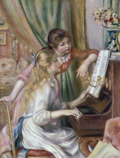 Jovens raparigas ao piano de Pierre-Auguste Renoir