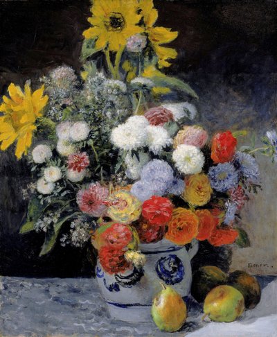 Flores mistas em um pote de barro de Pierre-Auguste Renoir