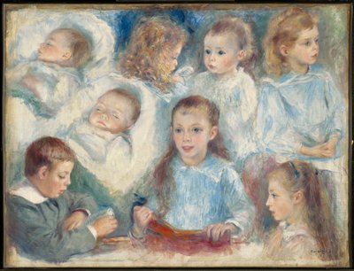 Esboços de cabeças (As crianças Berard) de Pierre-Auguste Renoir