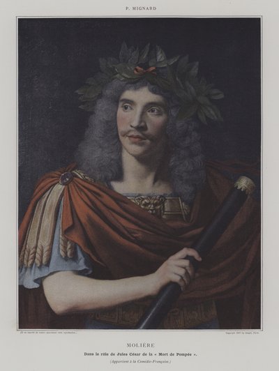 Moliere dans le role de Jules Cesar de la "Mort de Pompee" (Moliere in the Role of Julius Caesar in The Death of Pompey) (foto colorida) de Pierre (after) Mignard