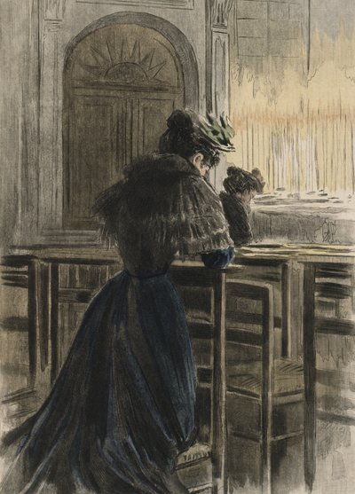 Devoções na igreja, ilustração de 