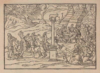 Adoração do Bezerro de Ouro, de Figure de la Biblia, ilustra de stanze Tuscane, por Gabriel Simeoni de Pierre (attr. to) Eskrich