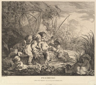 Crianças Pesca, ca. 1738 de Pierre Alexandre Aveline