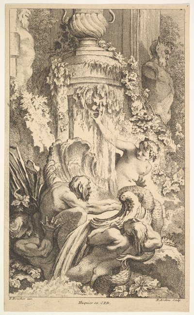 Naiades, Tritons e o Banho de Priap, 1736. de Pierre Alexandre Aveline