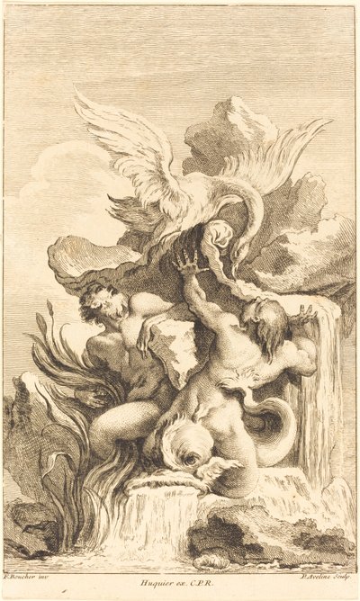 Dois Tritões e um Cisne, em ou depois de 1736. de Pierre Alexandre Aveline