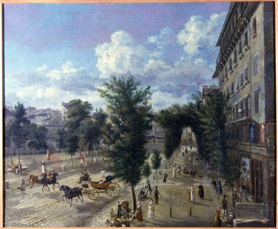A Boulevard des Capucines e a rua inferior da muralha de Pierre Alexandre Pau de Saint Martin