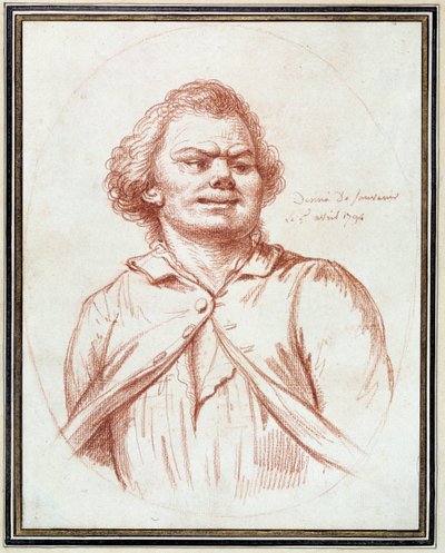 Revolução Francesa: "retrato de Georges Jacques Danton (1759-1794) leva ao tormento" Desenho a la sanguine atribuído a Pierre Wille (1748-1821) de Pierre Alexandre Wille