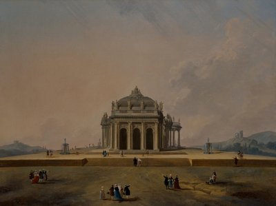 Estudos arquitectónicos fantásticos com figuras de Pierre Antoine Demachy