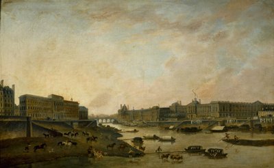 O Hôtel de la Monnaie e o Louvre, vistos da Pont-Neuf, c. 1800. de Pierre Antoine Demachy