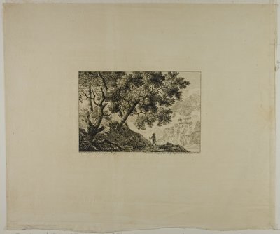 Paisagem com um homem a carregar um cajado de Pierre Antoine Mongin